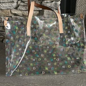 Dooney Burke Clear Tote with multi color logos